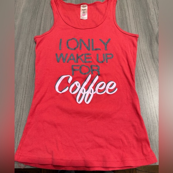Sleep and Co Tops - Red Sleeveless Coffee Graphic Tank Top